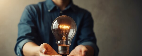 Innovation. Hands holding light bulb for Concept new idea concept with innovation and inspiration, innovative technology in science and communication concept 