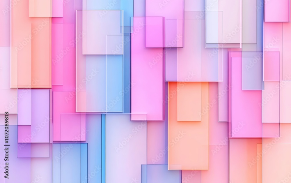 Poster abstract colorful translucent rectangles on a gradient background.