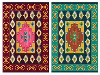 Kilim Carpet modern Vector Pattern with trending colors in high resolution
