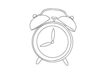 Continuous Line Art of an Alarm Clock – Minimalist Time and Wake-Up Illustration
