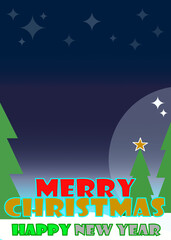 Merry Christmas and happy New Year, decorative and copy space. Festive background, vertical design.