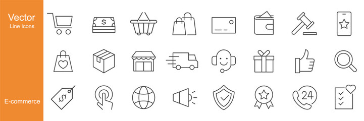 E-commerce Icons - Vector Line. Editable Stroke.