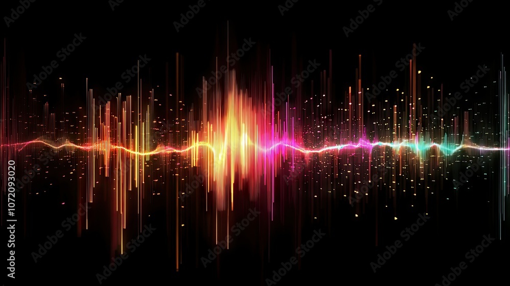 Poster vibrant sound waves in colorful spectrum display