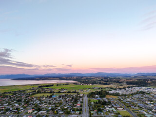 Aerial view of Te Anau city in New Zealand