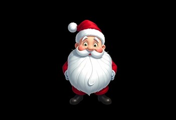 Obraz premium A jolly isolated Santa Claus with a white beard, rosy cheeks, and a red hat with a white pom-pom