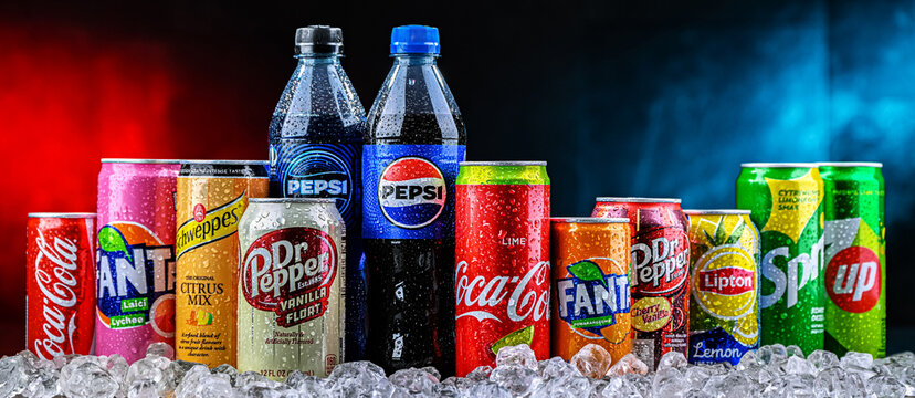 Products of popular global soft drink brands