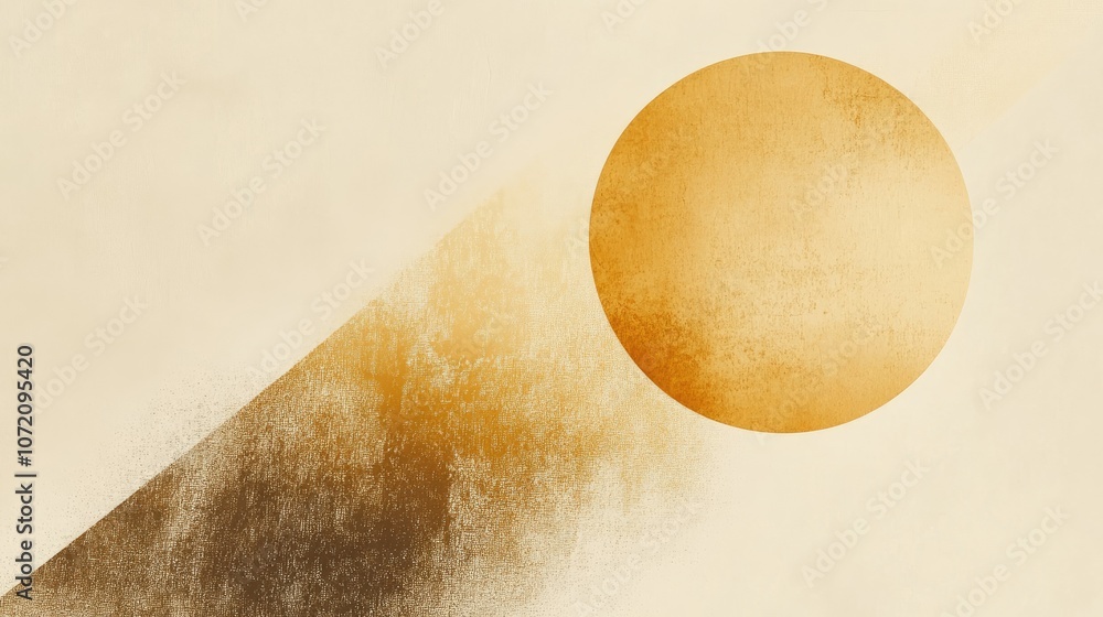 Poster abstract golden circle with soft shadows and texture
