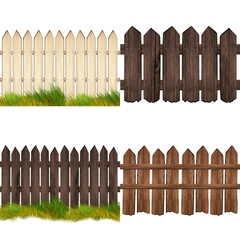 Obraz premium a set of wooden elements in the form of fences and fences made of multicolored wood