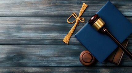 Celebrate academic achievements with a closeup of a graduation cap gavel and diploma symbolizing success in law education