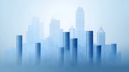 Isometric city skyline silhouette made of stacked coins representing the metaphor for urban development and economic prosperity  Low poly 3D render with a muted color palette