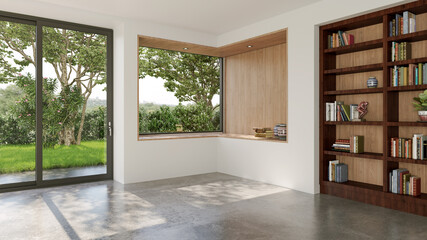 Obraz premium Large luxury modern bright interiors Living room mockup illustration 3D rendering image