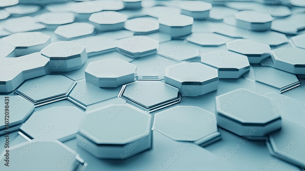 Poster abstract hexagonal pattern in blue tones