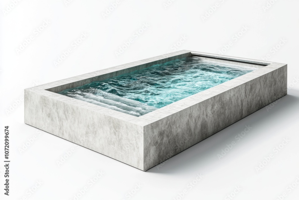 Poster a large rectangular pool with water flowing out from the top