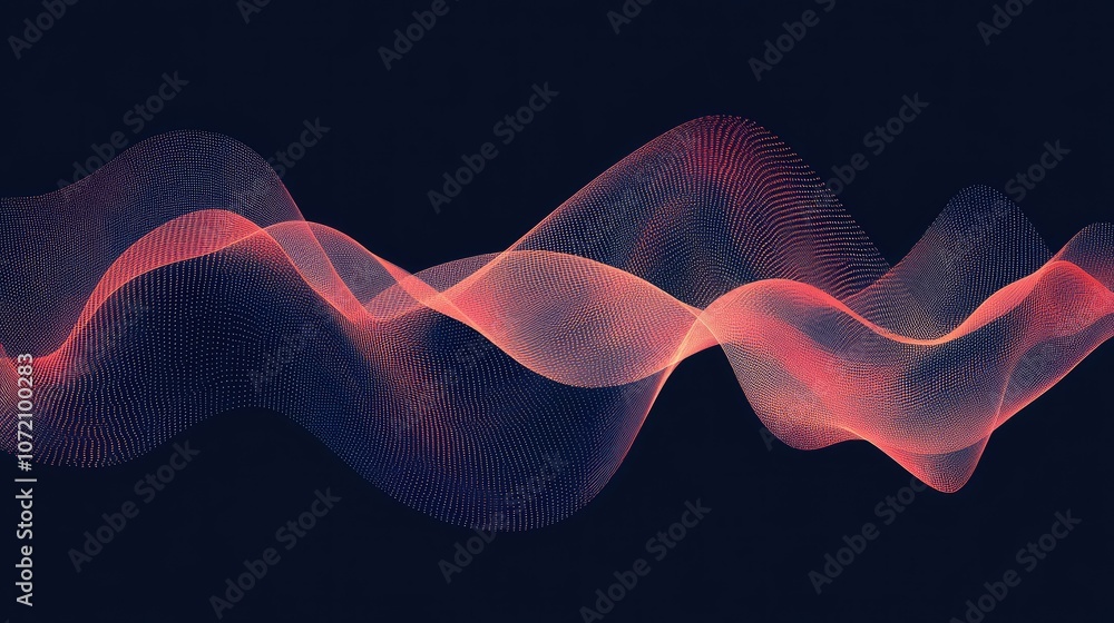 Poster abstract wave pattern with red and blue colors