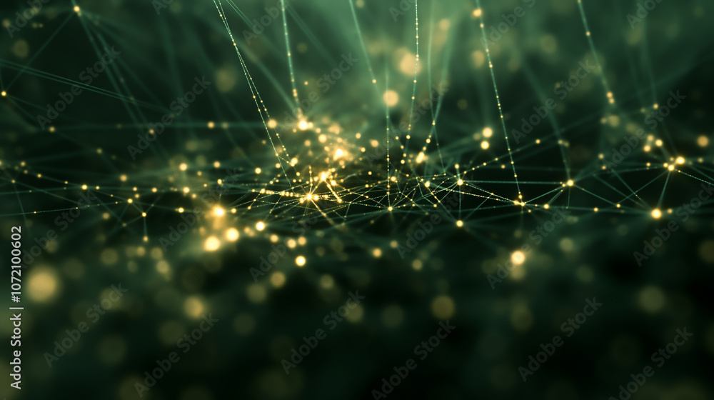 Poster 3d network of interconnected data nodes and light beams, symbolizing complex digital connections and