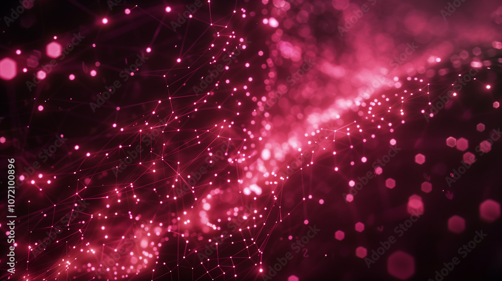 Poster 3d network of interconnected data nodes and light beams, symbolizing complex digital connections and