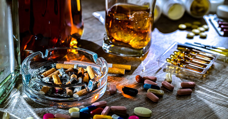 Addictive substances, including alcohol, cigarettes and drugs