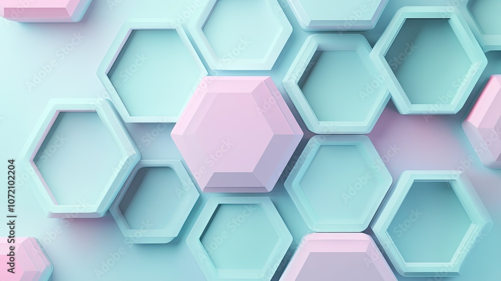 Poster modern hexagonal pattern with soft colors