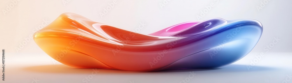 Poster a vibrant, smooth, abstract shape blending warm and cool colors, creating a dynamic visual effect.