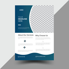 Simple and clean business flyer design template with gradient green color combination.