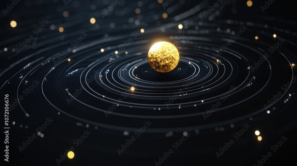 Poster solar system model with orbiting planets