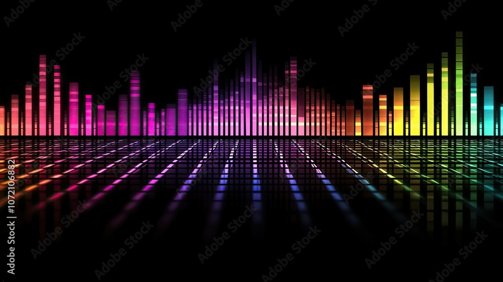 Poster vibrant sound wave equalizer with pulsing effect