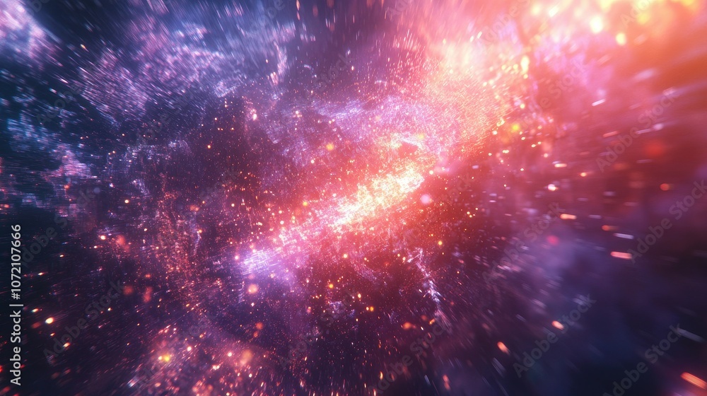 Poster cosmic explosion with light rays in sci-fi style