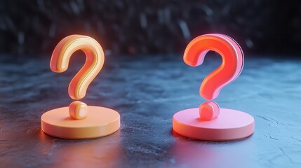  3D question mark icon sign or ask FAQ and QA answer solution