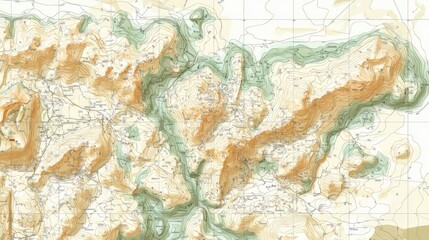 Fototapeta premium Topographic Map with Geographic Features and Contours