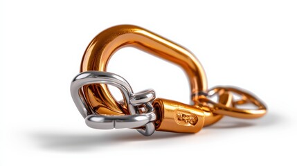 Carabiner clip isolated on white, essential for climbing and outdoor visuals