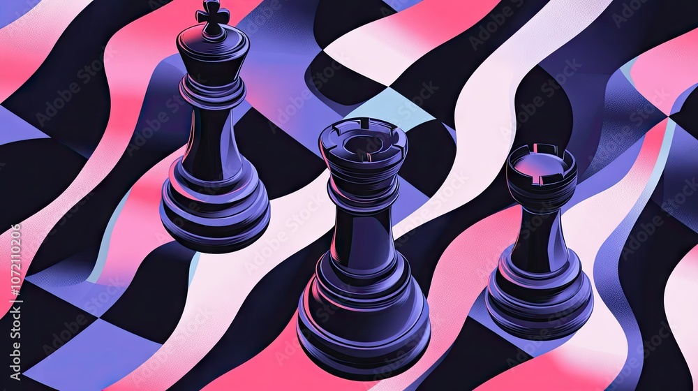 Aufkleber abstract chessboard pattern with wavy distortion