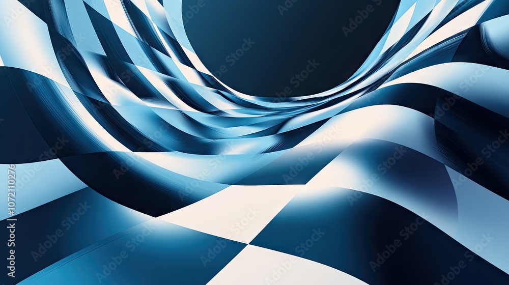 Poster abstract wavy chessboard with distorted squares