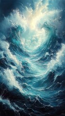 Ocean's Fury: A Dramatic Wave Painting