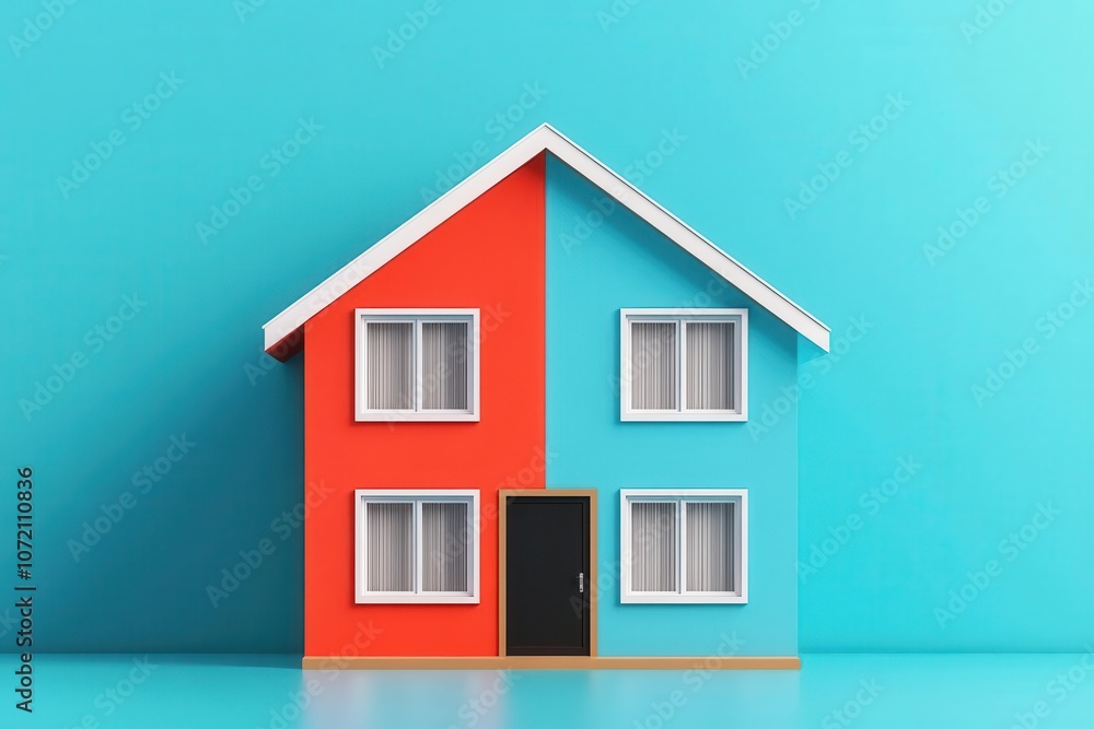 Aufkleber loan property illustration flat design front view residential strategy theme 3d render splitcompleme