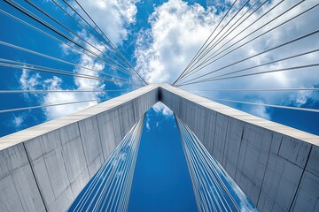 Obraz premium A large bridge with two tall pillars and a long, thin bridge