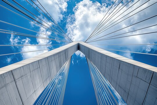A large bridge with two tall pillars and a long, thin bridge