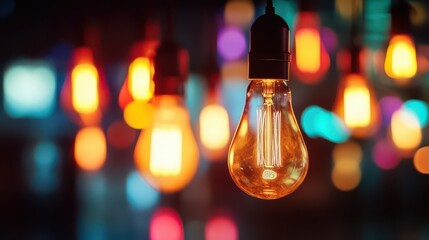 Vibrant Bulbs Illuminating a Colorful Background