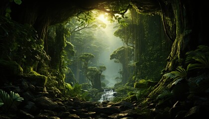 Fototapeta premium The rich green of a rainforest canopy