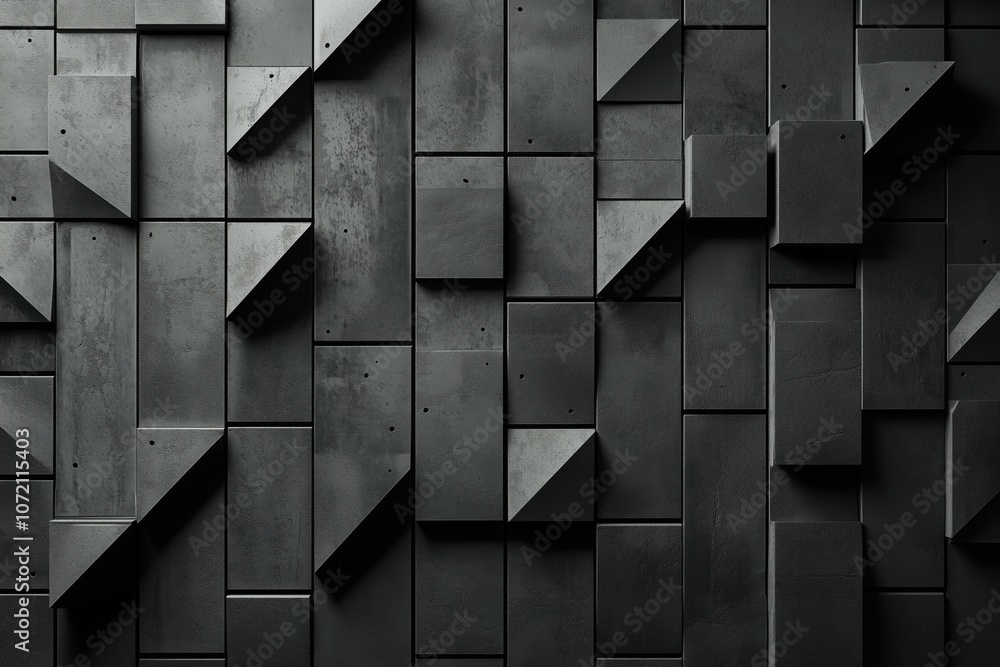 Poster textured black geometric wall with angular shapes and shadows