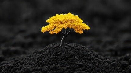 Golden tree symbolizes growth and resilience in urban business districts inspiring success and sustainability