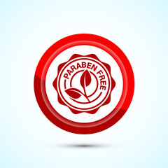 Paraben free icon design, suitable for product label. Red Color Button Design