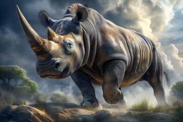 Fototapeta premium Abstract Rhino Wall Painting