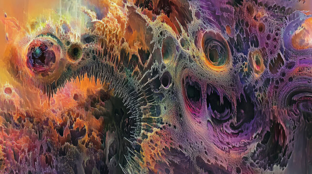 Boltzmann Machine, Thermal Equilibrium, Futuristic Art, Digital Painting, Abstract