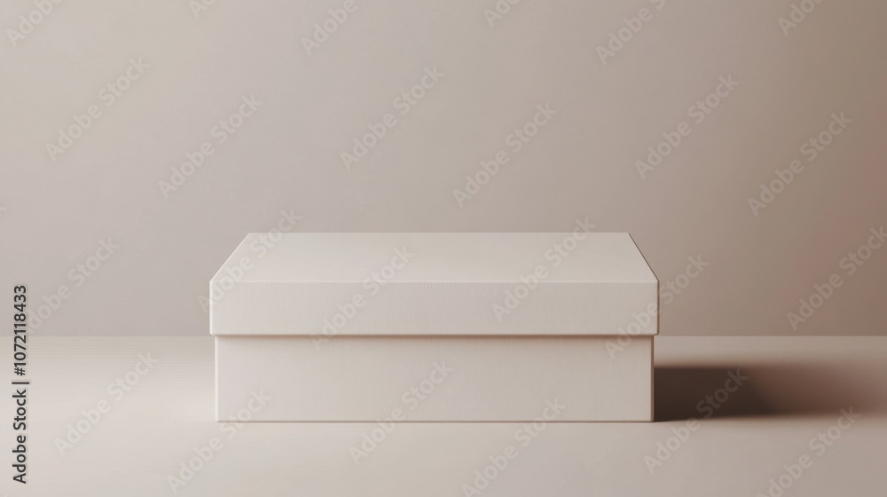 Poster a simple, elegant white box rests on a plain surface, showcasing minimalistic design and subtle text