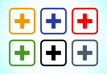 Plus icon design, Add icon set colorful design