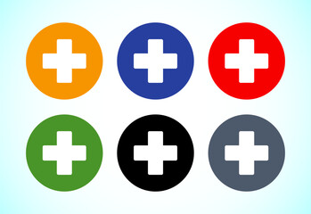 Plus icon design, Add icon set colorful design