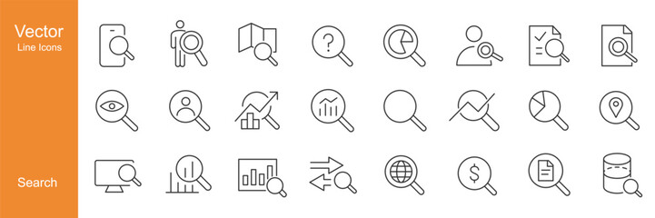 Search Icons - Vector Line. Editable Stroke.