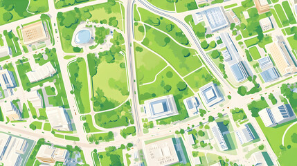 Fototapeta premium Aerial view of a city with a park and buildings.