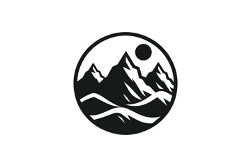 Mountain icon, mountain logo, Mountain vector shapes and elements, adventure and travel concept, beautiful forest, mountain and sky, exposure, vector illustration, logo set mountain v