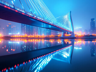 Naklejka premium suspension bridge at night